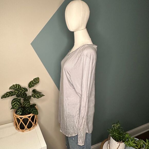 Groceries Apparel Lazy Long Sleeve Tee Sustainable Top Organic Lyocell NWT Small - Picture 3 of 11